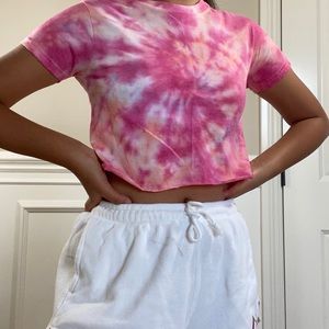 DIY homemade tie-dye dark pink crop top